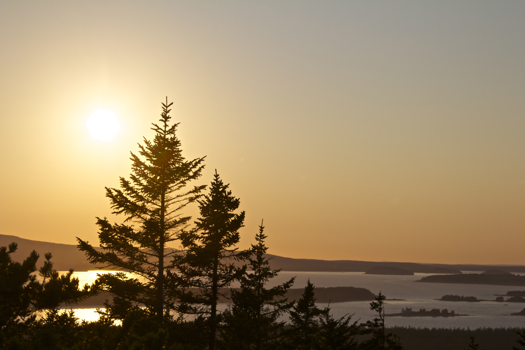 Looking down from Schoodic Head at dusk