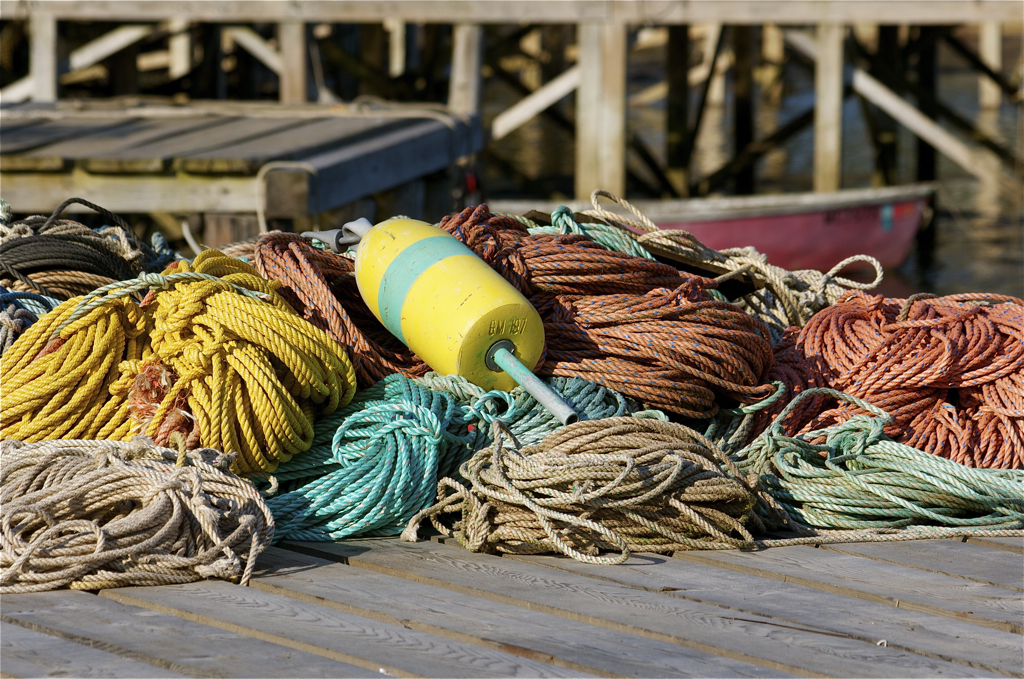 Colorful lobster fishing rope